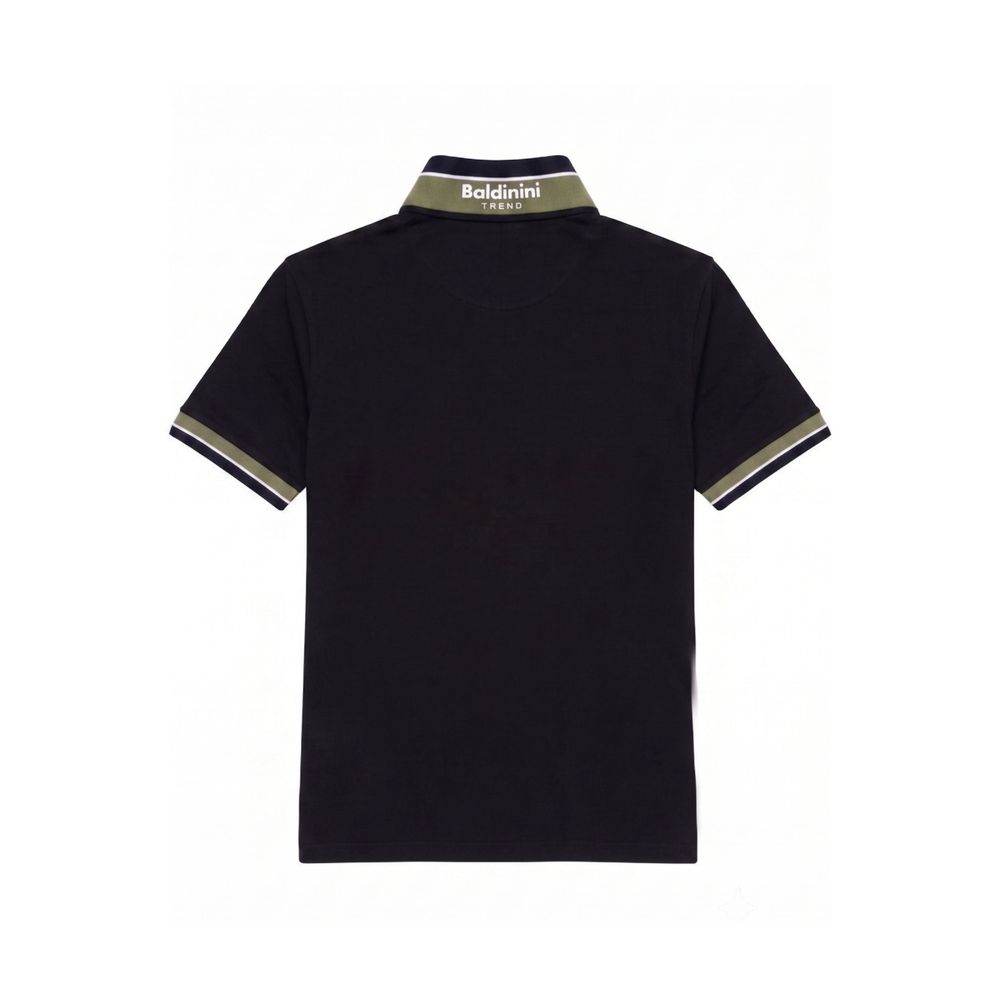 Blue Cotton Men Polo