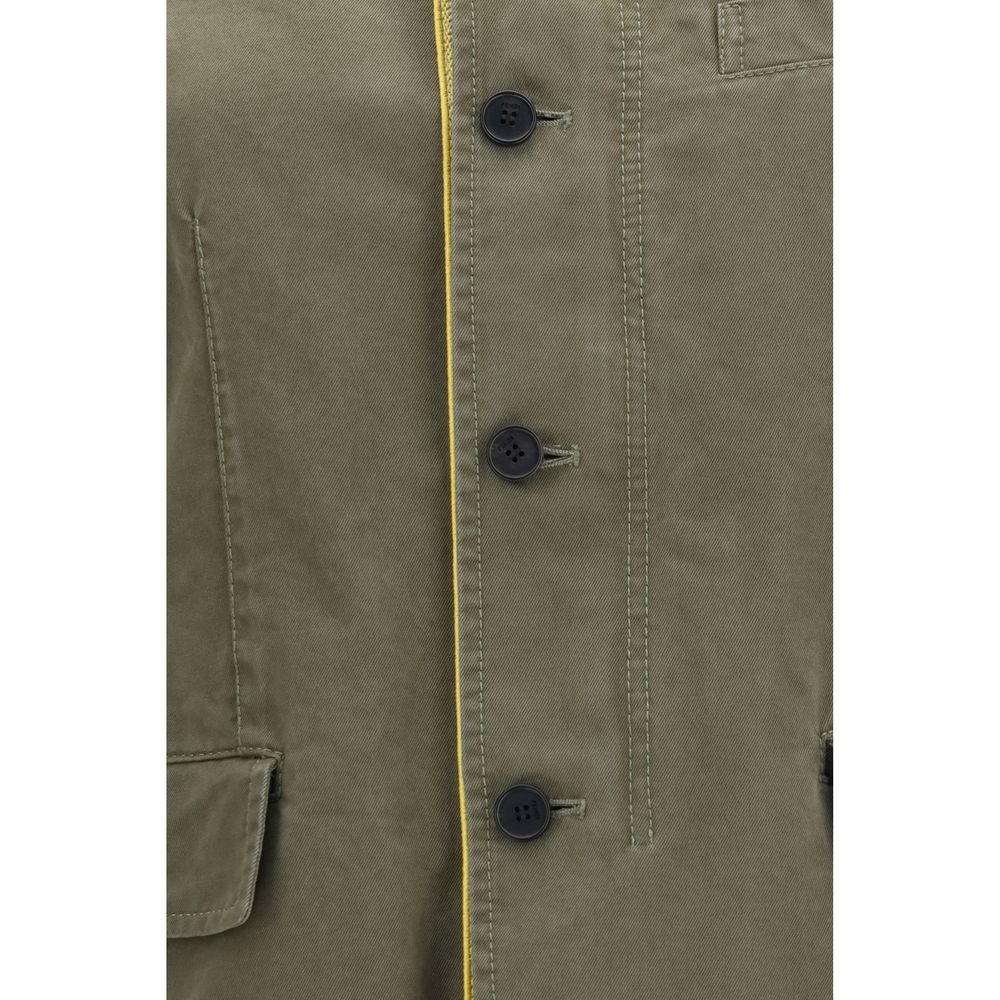 Bicolor Cotton Full-Length Jacket