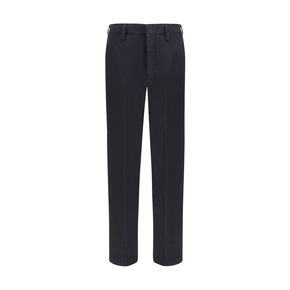 Blue Cotton Casual Pants
