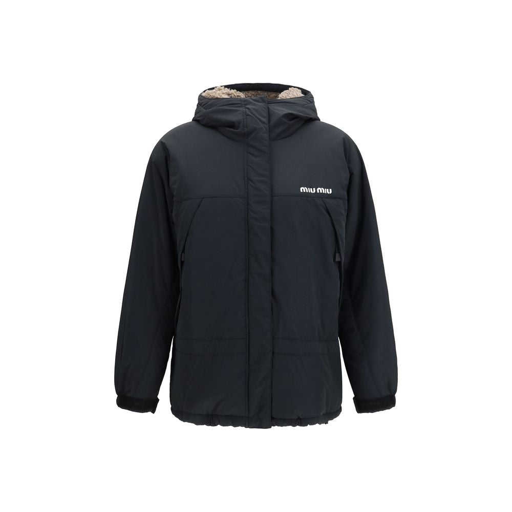 Black Polyester Full-Length Jacket