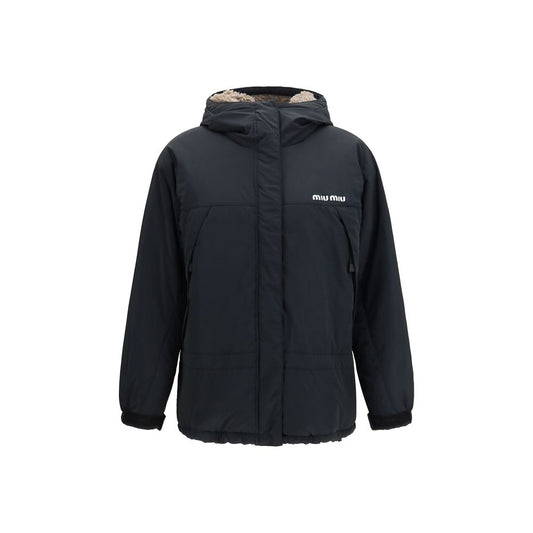 Black Polyester Full-Length Jacket