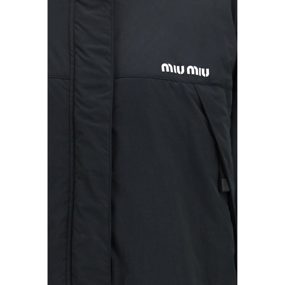 Black Polyester Full-Length Jacket