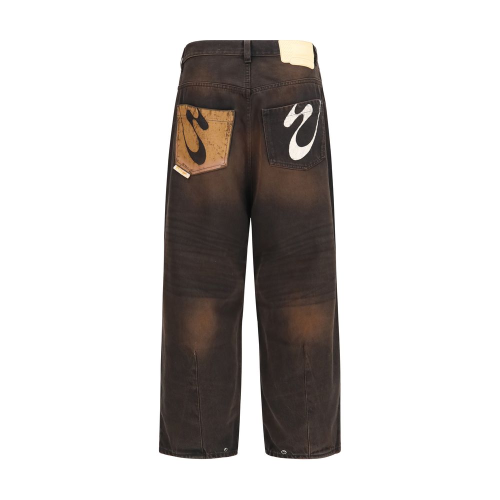 Brown Cotton Jeans Denim