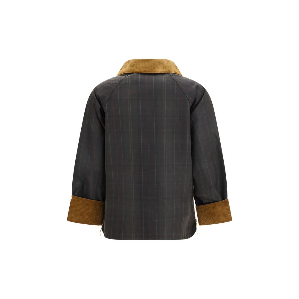 Bicolor Cotton Full-Length Jacket