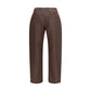Brown Polyester Straight-Leg Jeans