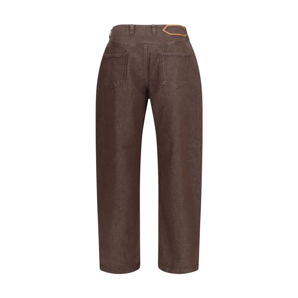 Brown Polyester Straight-Leg Jeans