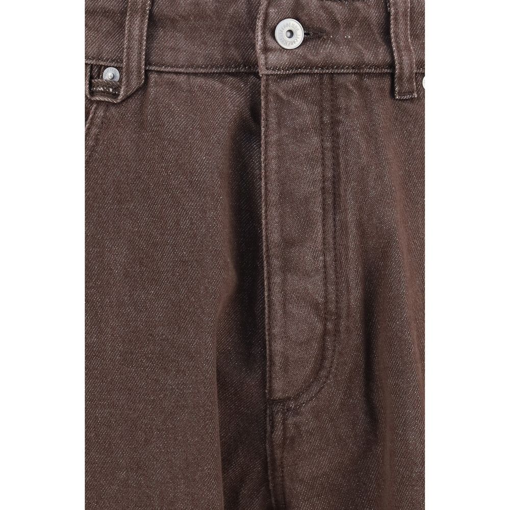 Brown Polyester Straight-Leg Jeans