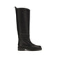 Black Calf Leather Bos Taurus Flat Boots