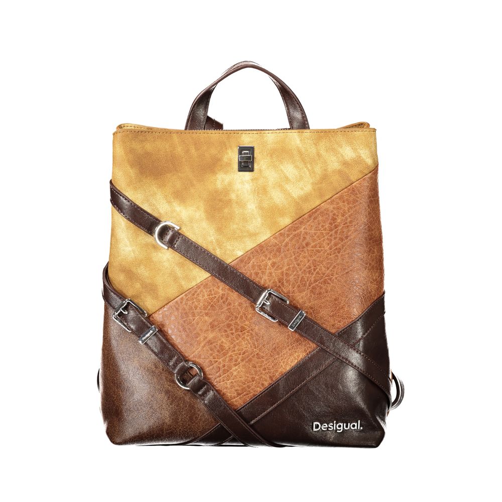 Brown Polyurethane Women's Backpack