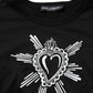Black Sacred Heart Cotton Crew Neck T-shirt