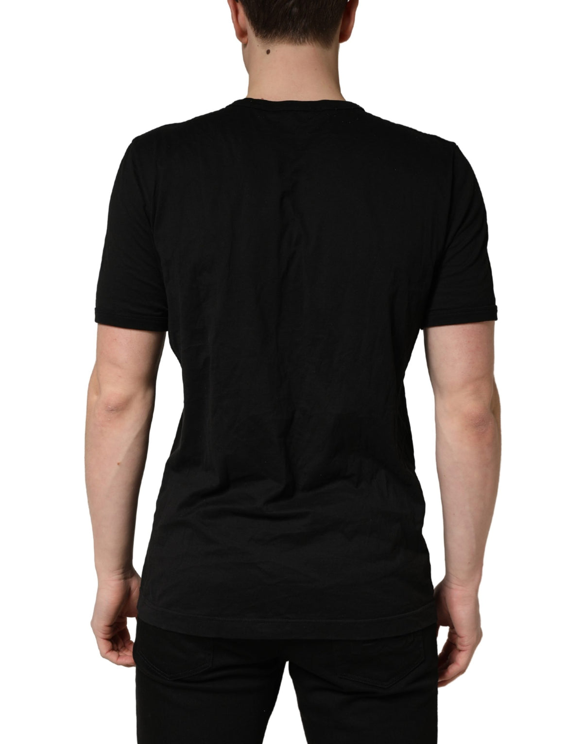 Black Sacred Heart Cotton Crew Neck T-shirt