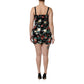 Black Floral Sequin Sleeveless Sheath Dress
