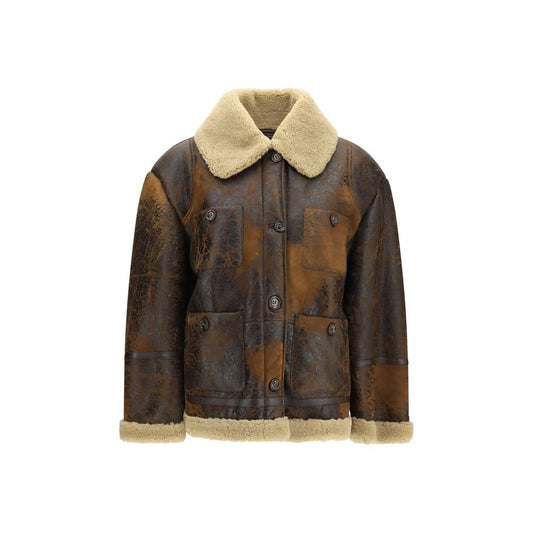 Brown Lamb Ovis Aries Leather Jacket