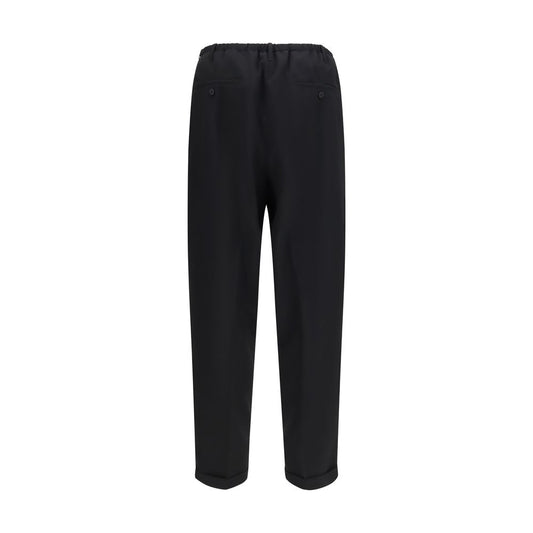 Black Polyester Casual Pants