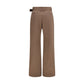 Brown Polyester Casual Pants