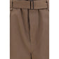 Brown Polyester Casual Pants