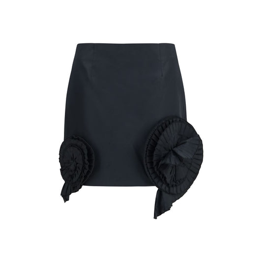 Black Polyester Mini Skirt