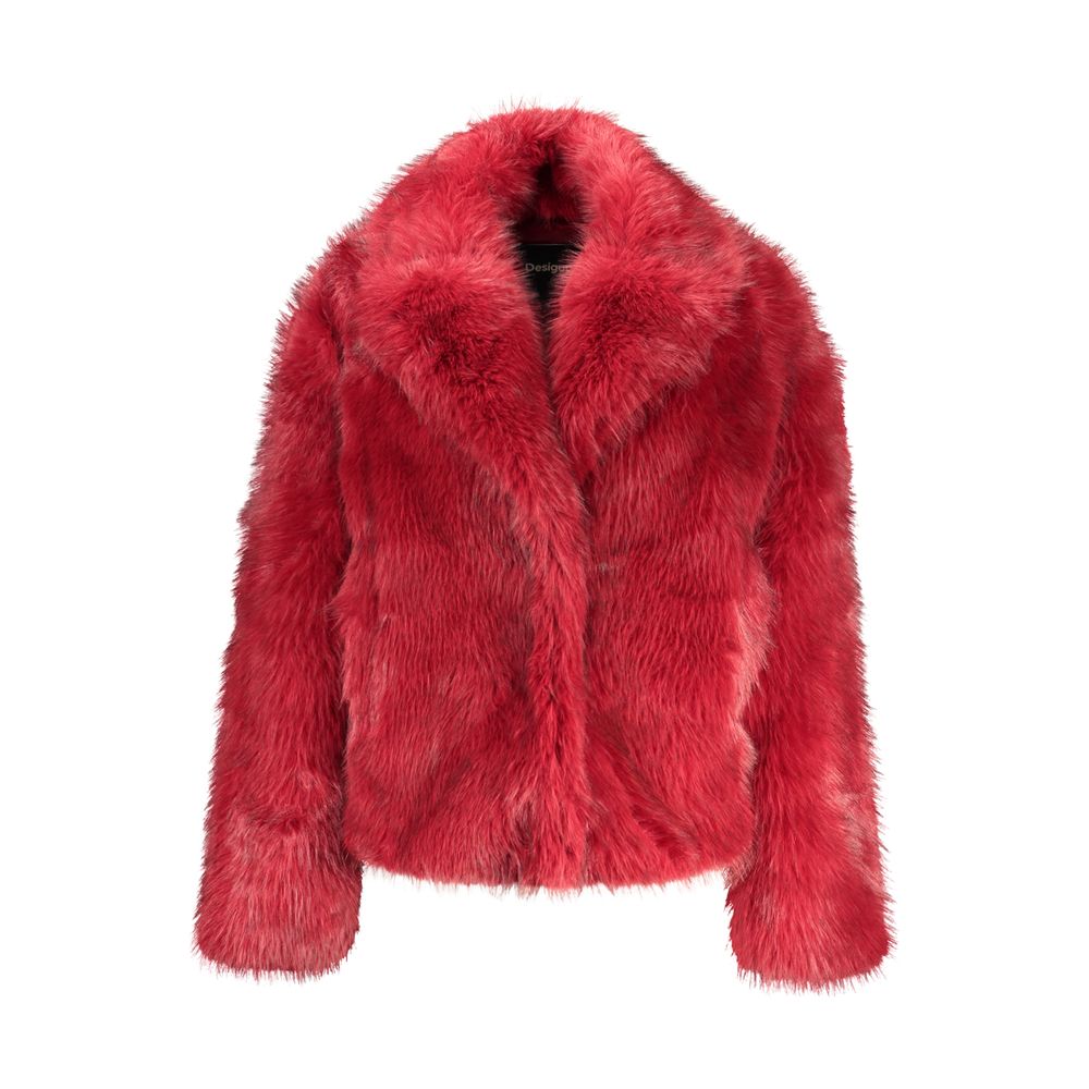 Red Polyester Full-Length Jacket