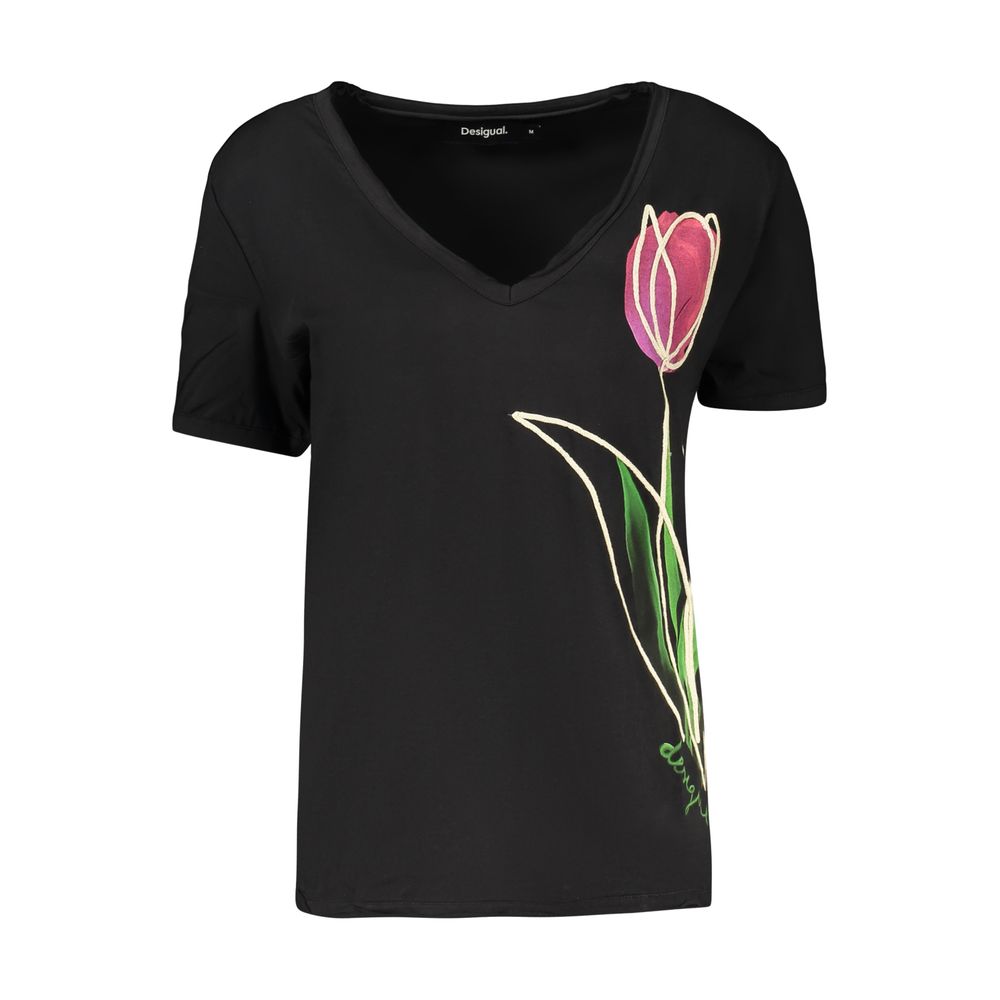Black Cotton Women's T-Shirt