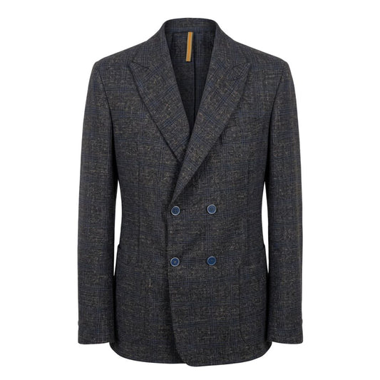 Blue Viscose Men Jacket