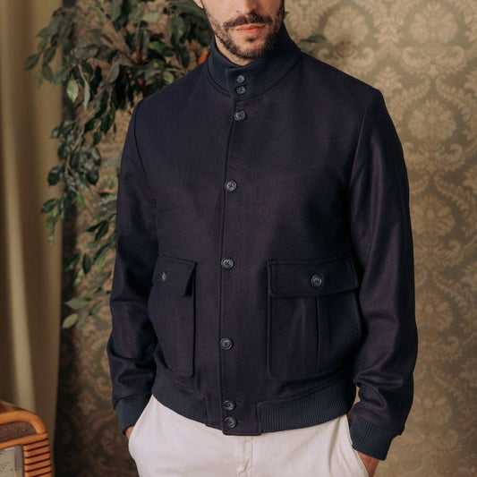 Blue Virgin Wool Bomber
