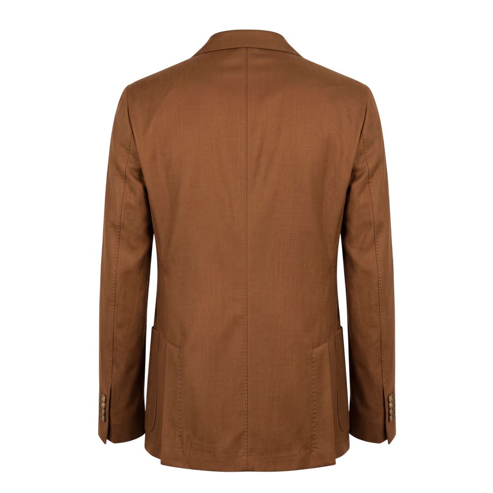Brown Viscose Men Jacket