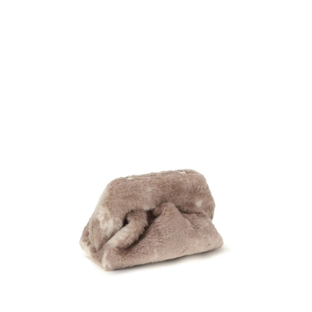 Beige Faux Fur Clutch Bag