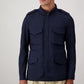 Navy Blue Cotton Full-Length Jacket
