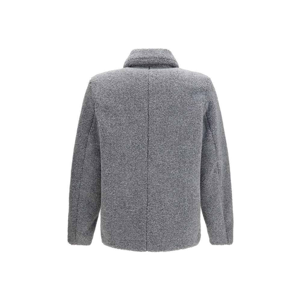 Gray Polyester Full-Length Jacket