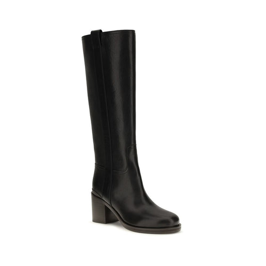Black Calf Leather Bos Taurus High Heel Boots