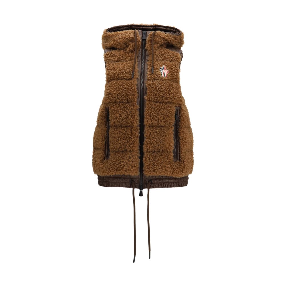 Brown Polyamide Sleeveless Jacket