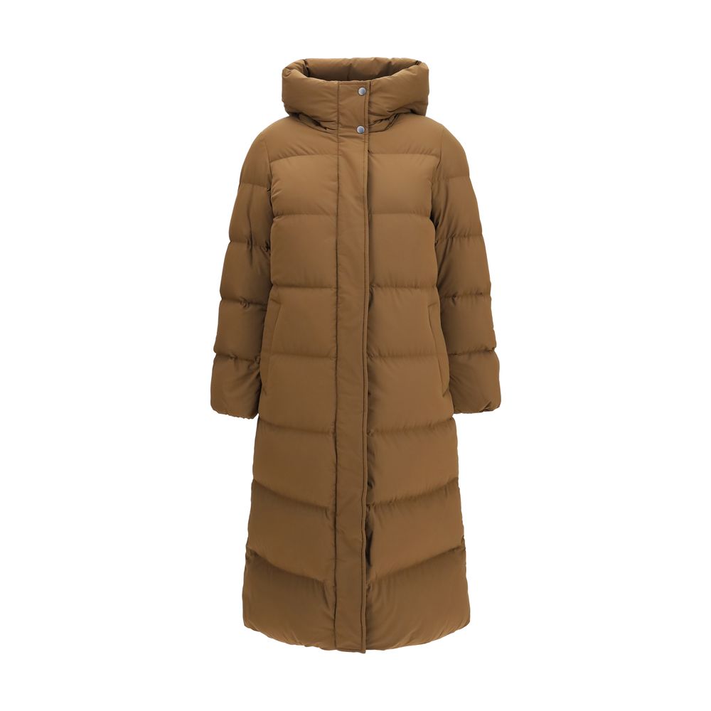 Brown Polyamide Full-Length Jacket