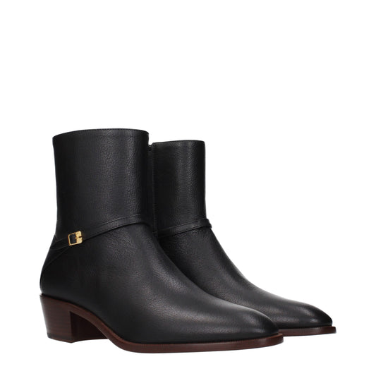 Black Leather Ankle Boots