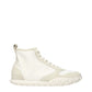 White Fabric High Top Sneakers