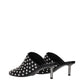 Black Leather Mules