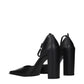 Black Leather High Heel Pumps