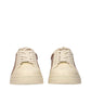 Beige Leather Low Top Sneakers