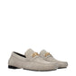 Gray Leather Slip-On Loafers