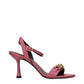 Pink Leather Stiletto Heel Sandals