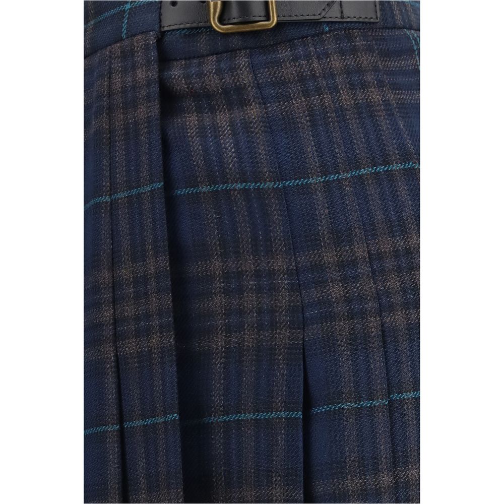 Blue Polyester Long Skirt