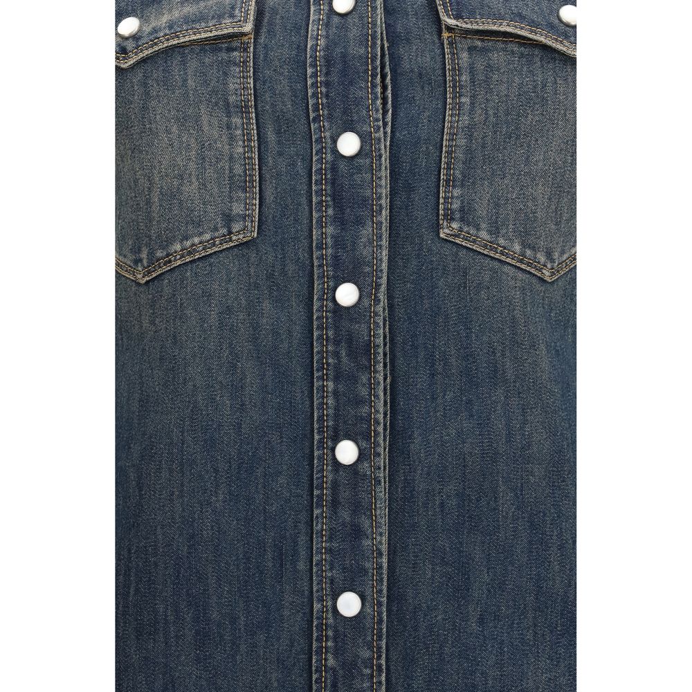 Blue Cotton Casual Dress