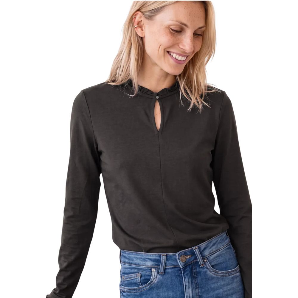 Brown Cotton Long Sleeve T-Shirt
