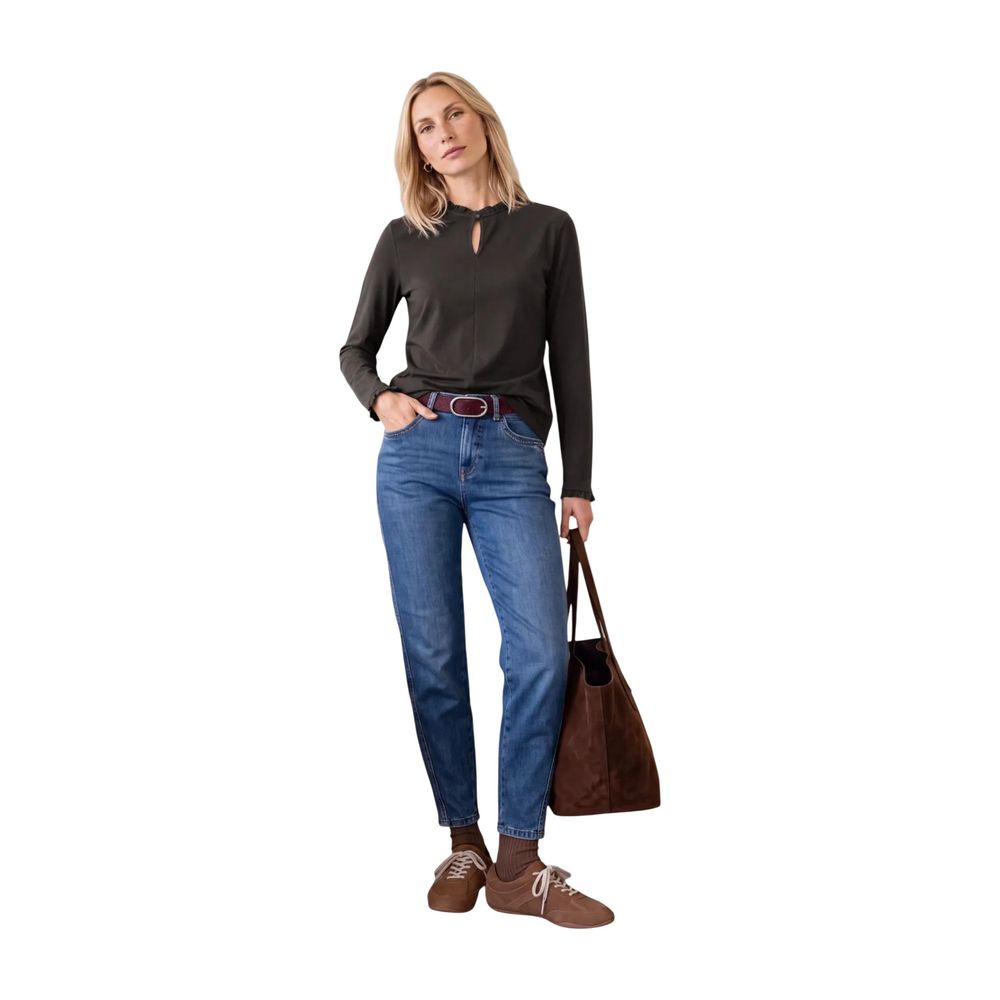 Brown Cotton Long Sleeve T-Shirt