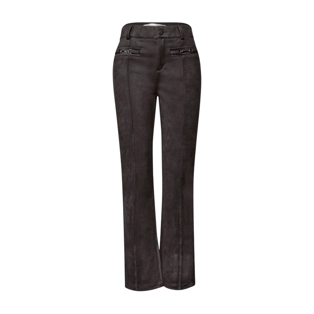 Brown Polyester Casual Pants