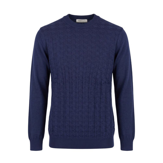 Blue Wool Men Sweater