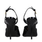 Black Leather Stiletto Heel Sandals