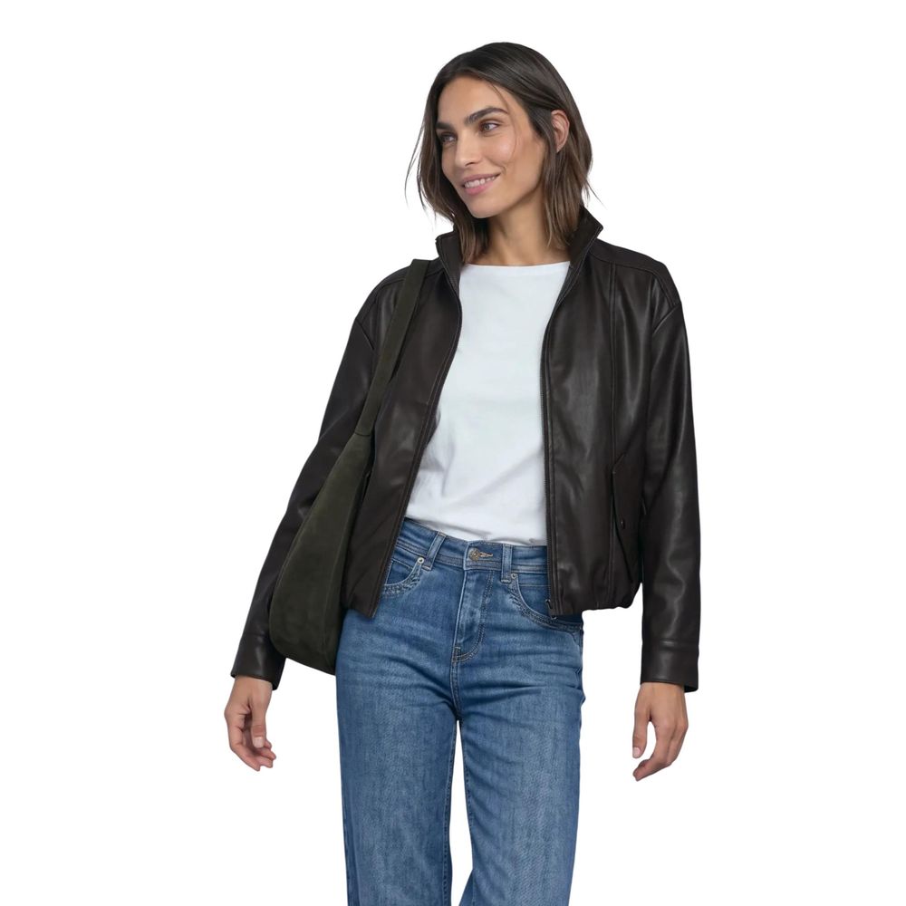 Brown Polyester Leather Jacket