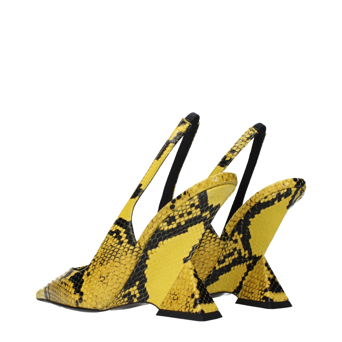 Yellow Leather Platform Pumps
