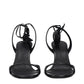 Black Leather Stiletto Heel Sandals