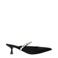 Black Satin Stiletto Heel Sandals